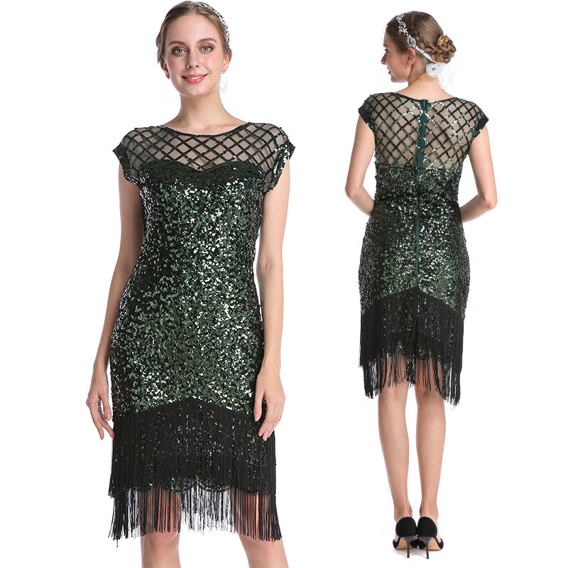 1920S Dress Women's Sexy Dress Fashion plus Size Pearl Embroidery Sequins
