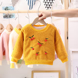 Girl Pullover Sweaters Autumn and Winter Cartoon Velvet Padded Thickened Sweater