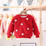 Girl Pullover Sweaters Autumn and Winter Cartoon Velvet Padded Thickened Sweater