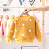 Girl Pullover Sweaters Autumn and Winter Cartoon Velvet Padded Thickened Sweater