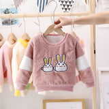 Girl Pullover Sweaters Autumn and Winter Cartoon Velvet Padded Thickened Sweater