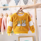 Girl Pullover Sweaters Autumn and Winter Cartoon Velvet Padded Thickened Sweater