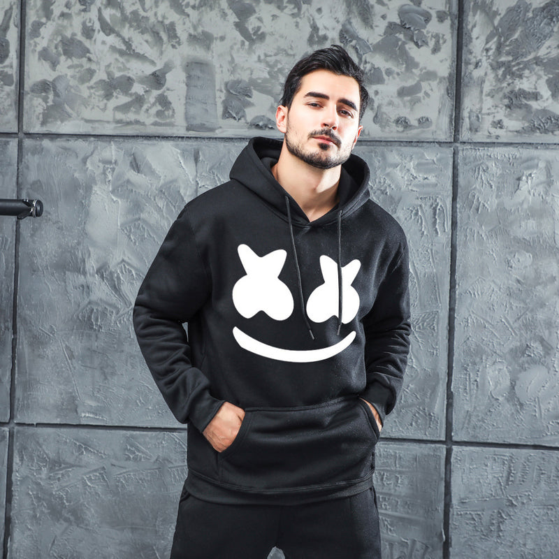 Men Graphic Hoodie Fashion Casual Men and Women Velvet Padded Hooded Sweatshirt