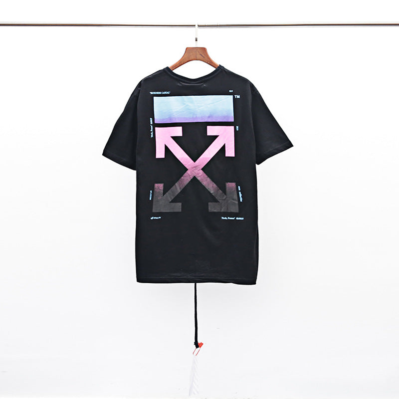 Summer Gradient Color Round Neck Pullover Short Sleeve T-shirt t shirt