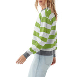 Tate Langdon Sweater Autumn and Winter New Long-Sleeved Shirt Striped Stitching Women's Sweater