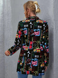 Boyfriend Floral Blzer Fashion Print Small Business Suit Coat Women's Clothing