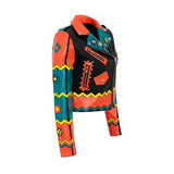 Punk Rock Jacket Winter Coat Graffiti Printing Short Leather Jacket