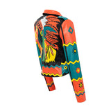 Punk Rock Jacket Winter Coat Graffiti Printing Short Leather Jacket