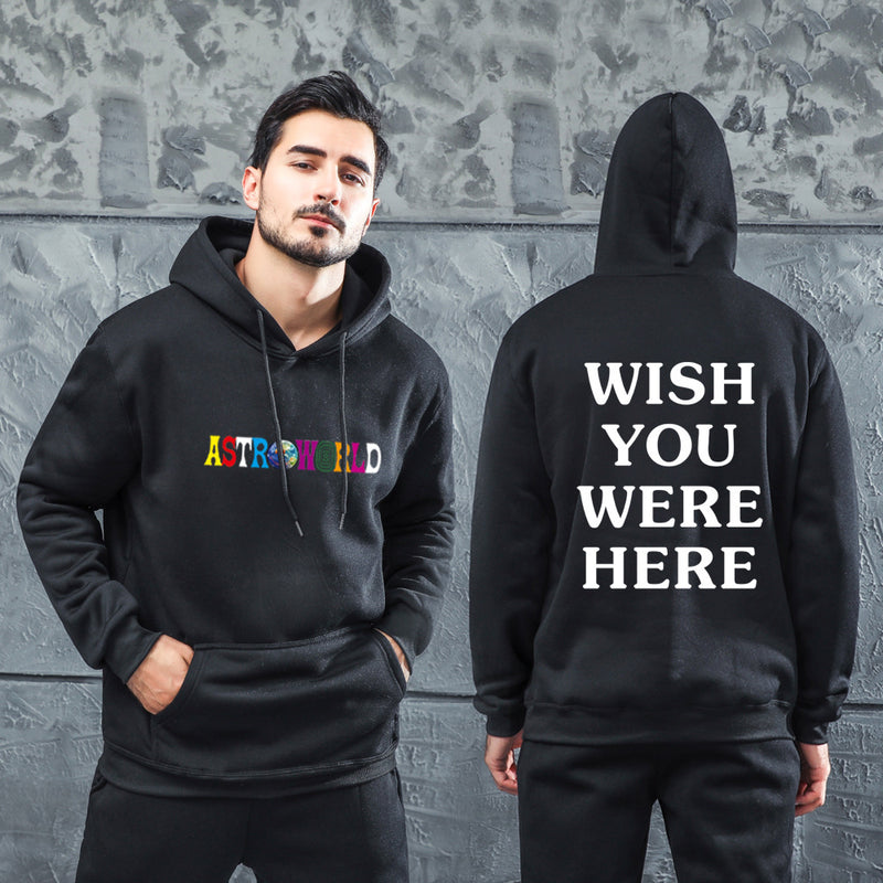 Men's Graphic Sweater Fashion Men's and Women's Velvet Padded Hooded Sweatshirt