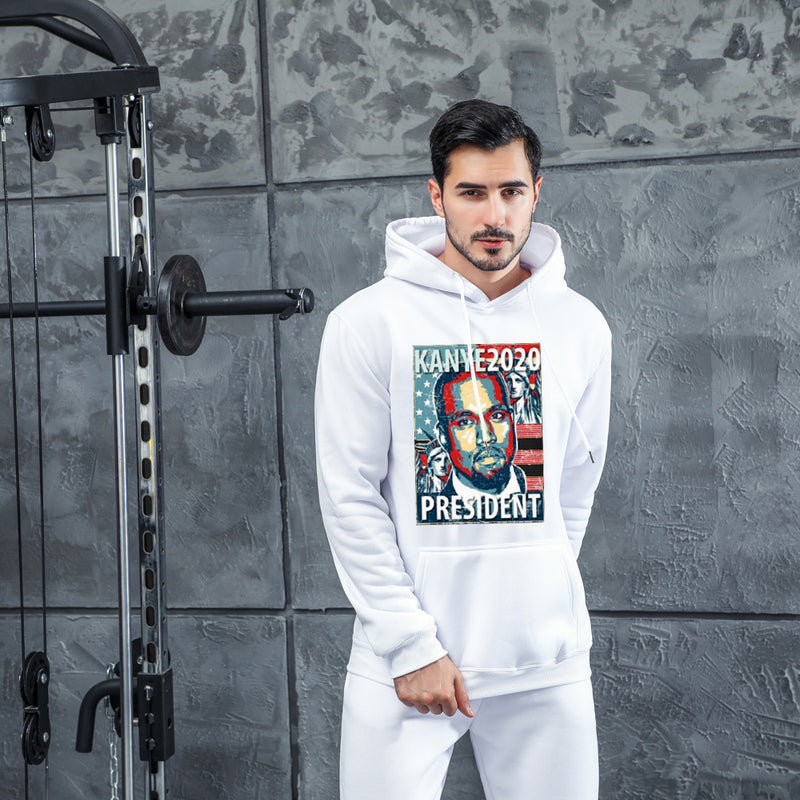Men Graphic Hoodie Fashion Casual Kanye Men and Women Velvet Padded Hooded Sweatshirt