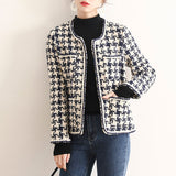 90S Outfits Autumn Winter Coat Women's Black and White Contrast Color Jacket