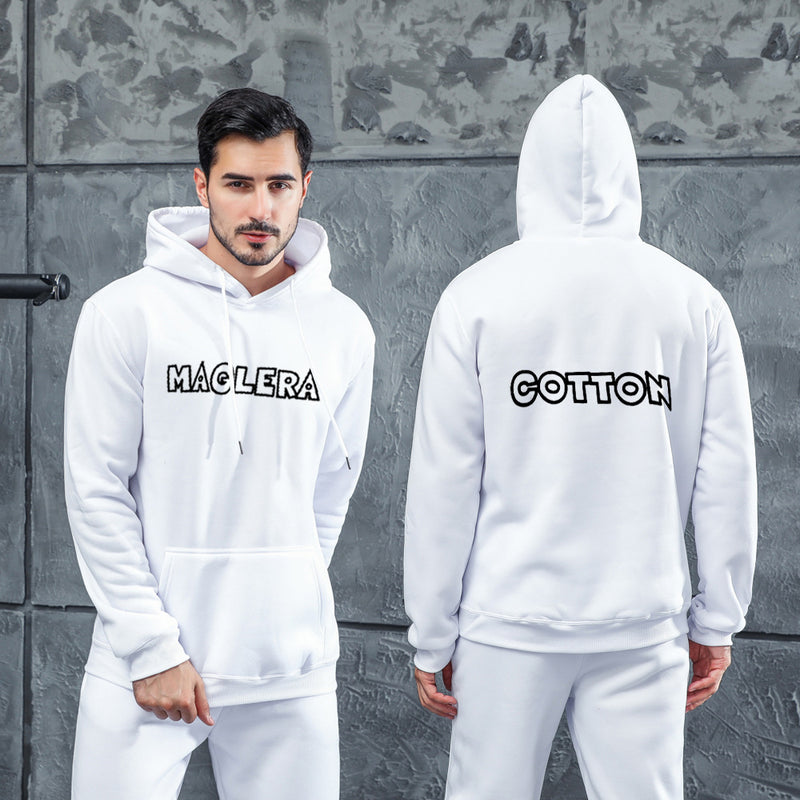 Men Graphic Hoodie Fashion Chic Men and Women Casual Velvet Padded Hooded Sweatshirt