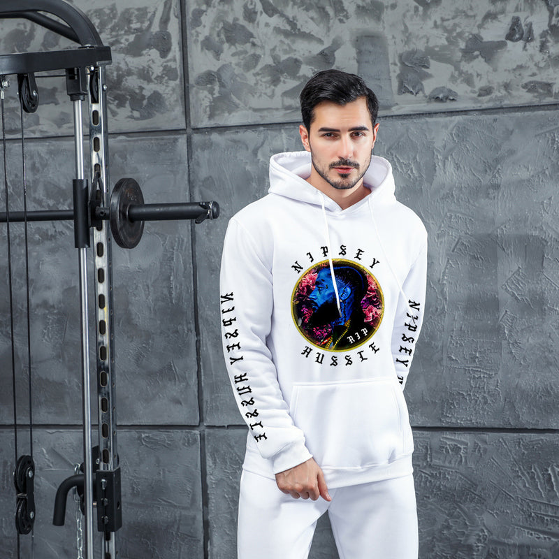 Men Graphic Hoodie Rapper Figure Trend Souvenir T-shirt Velvet Padded Hooded Sweatshirt