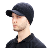 Mens Winter Hats Knitted Hat Peaked Cap Autumn and Winter Warm Wool