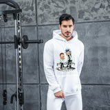 Men Graphic Hoodie Fashion Casual Velvet Padded Hooded Sweatshirt