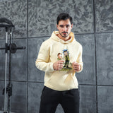 Men Graphic Hoodie Fashion Casual Velvet Padded Hooded Sweatshirt