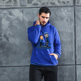 Men Graphic Hoodie Fashion Casual Velvet Padded Hooded Sweatshirt