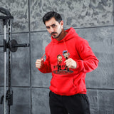 Men Graphic Hoodie Fashion Casual Velvet Padded Hooded Sweatshirt