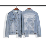 Ow Letter Printing Arrow Distressed Denim Coat Plus Size Casual Owt jacket