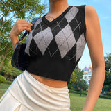 Preppy Aesthetic Sweater Autumn Short Vest Top for Women