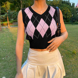 Preppy Aesthetic Sweater Autumn Short Vest Top for Women