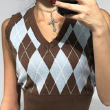 Preppy Aesthetic Sweater Autumn Short Vest Top for Women