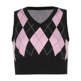 Preppy Aesthetic Sweater Autumn Short Vest Top for Women