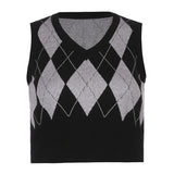 Preppy Aesthetic Sweater Autumn Short Vest Top for Women