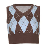 Preppy Aesthetic Sweater Autumn Short Vest Top for Women