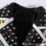 Women Leather Jacket Biker Motorcycle Coat Graffiti Printing Leather Coat Motorcycle Jacket Pu Coat for Women