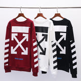 Autumn and Winter Ow Arrow Print Men's and Women's Pullover Sweater Round Neck Long Sleeve Loose Casual Wear Owt sweatshirt