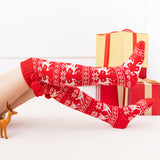Winter Thick Knit Thigh High Socks Long Stockings Boot Christmas Stockings Elk with Ball Knitting Long Stockings Female
