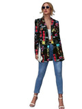 Boyfriend Floral Blzer Fashion Print Small Business Suit Coat Women's Clothing