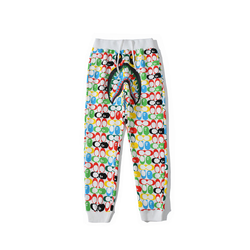 Shark Print Pant Shark Head Small Dinosaur Camouflage Trousers Men'S And Women'S Casual Pants