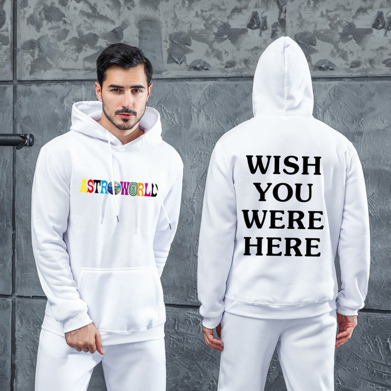 Men's Graphic Sweater Fashion Men's and Women's Velvet Padded Hooded Sweatshirt