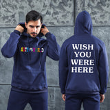 Men's Graphic Sweater Fashion Men's and Women's Velvet Padded Hooded Sweatshirt