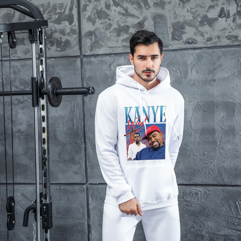 Men Graphic Hoodie Fashion Casual Kanye Men and Women Velvet Padded Hooded Sweatshirt