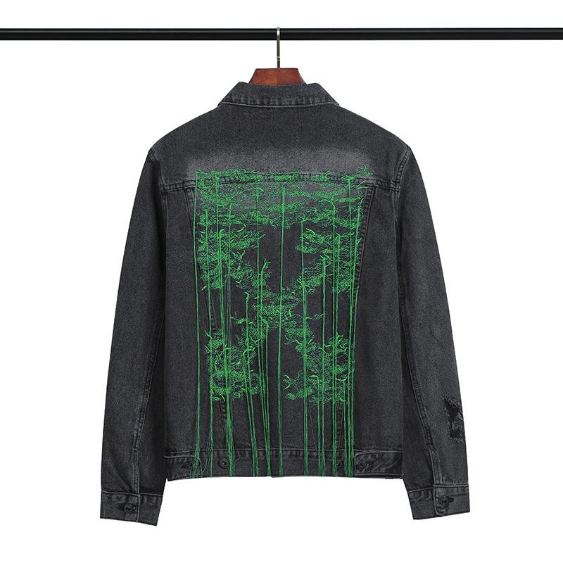Ow Letter Arrow Denim Coat Plus Size Men's Clothing Owt jacket
