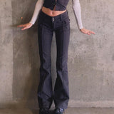 Julia Fox Low Rise Trousers Autumn Winter Sexy Low Waist Casual Trousers