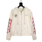 Ow Graffiti Arrow Zipper Hooded Jacket for Men and Women Owt hoodie