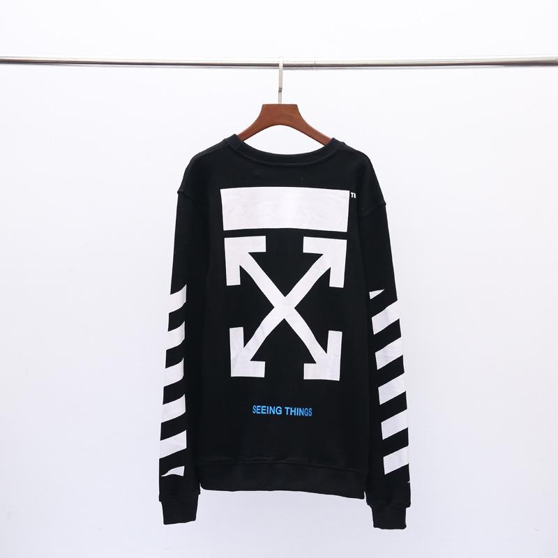 Autumn and Winter Ow Arrow Print Men's and Women's Pullover Sweater Round Neck Long Sleeve Loose Casual Wear Owt sweatshirt
