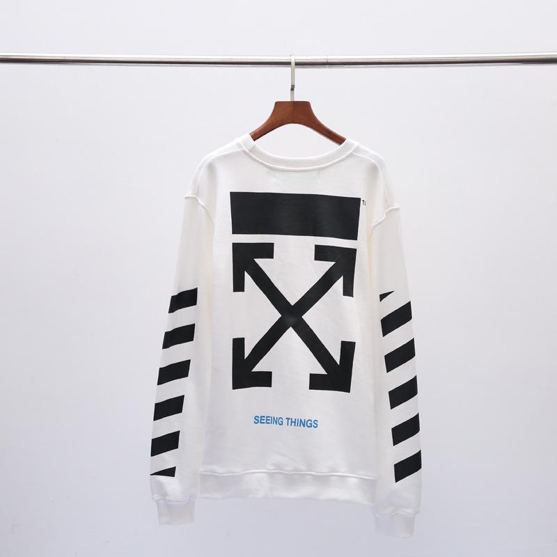 Autumn and Winter Ow Arrow Print Men's and Women's Pullover Sweater Round Neck Long Sleeve Loose Casual Wear Owt sweatshirt