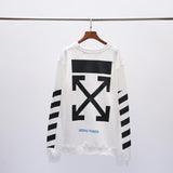 Autumn and Winter Ow Arrow Print Men's and Women's Pullover Sweater Round Neck Long Sleeve Loose Casual Wear Owt sweatshirt