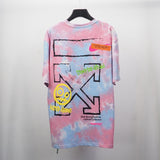 Summer Cartoon Anime Print Arrow Round Neck Tshirt Color Matching Casual Short Sleeve Men Owt t shirt