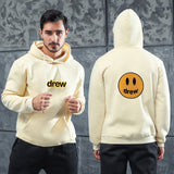 Men Graphic Hoodie Fashion Casual Smiley Face Drew Men and Women Velvet Padded Hooded Sweatshirt