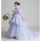 Princess Charlotte Flower Girl Dress Trailing Children's Birthday Catwalk Dress Host Performance Costume