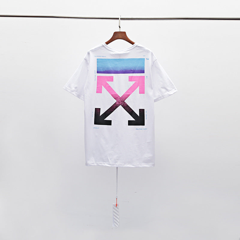 Summer Gradient Color Round Neck Pullover Short Sleeve T-shirt t shirt