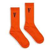 V Lone Socks Orange Big V Tube Socks Skate Socks Basketball