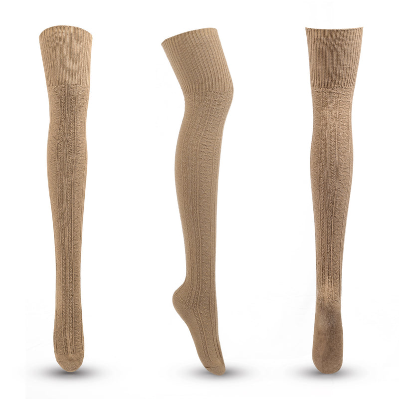 Winter Thick Knit Thigh High Socks Long Stockings Boot Autumn and Winter Striped Stockings Cotton Knee Socks