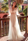 See through Wedding Dress Long Sleeve Wedding Gown Long Dress Gown